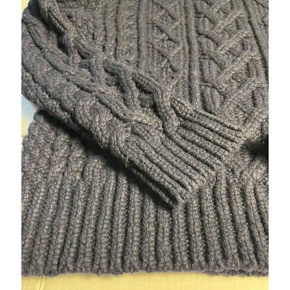 Banana Republic Navy Blue Chunky  thick Knit Recycled Wool Turtleneck Sweater M - Picture 5 of 13